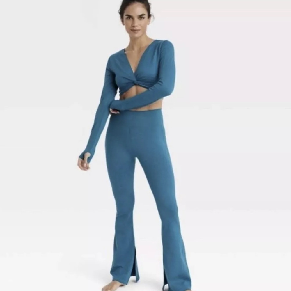 Joy Lab by target Extra-Long Extra High-Rise Flare Leggings- Lagoon Blue - Sz XL